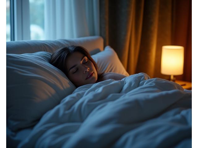 Persona che dorme profondamente in una camera da letto accogliente